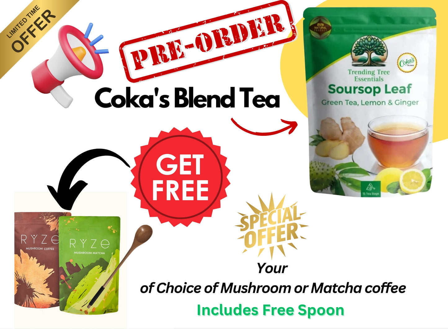 COKA'S Blend Tea -Soursop, Ginger, Lemon and Green Tea (15 bags)