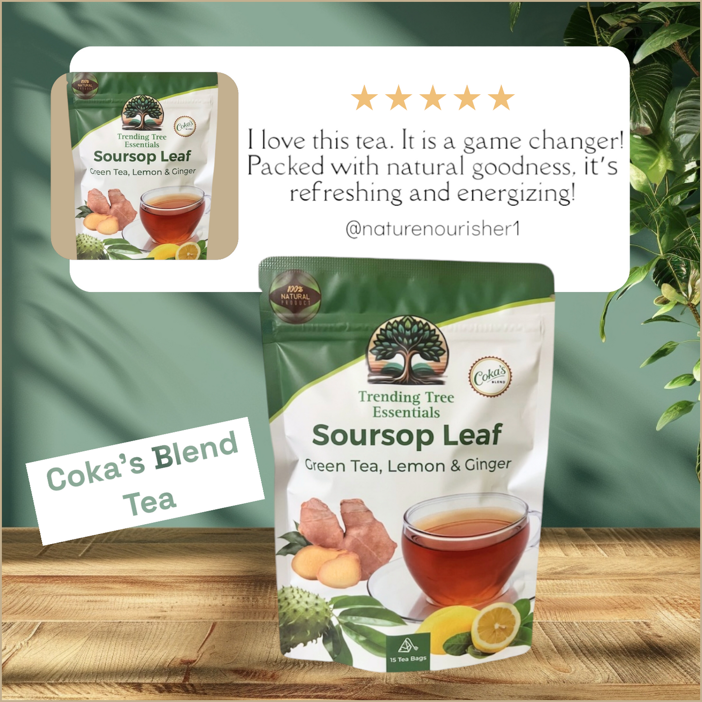 COKA'S Blend Tea -Soursop, Ginger, Lemon and Green Tea (15 bags)